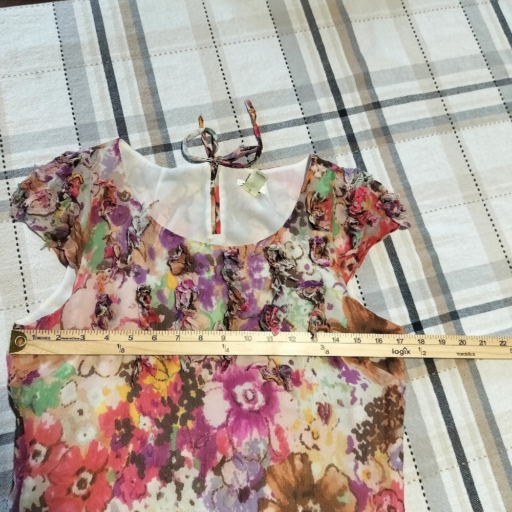 J Crew‎ Womens Silk Floral Top Size 6 Floral Preppy Bohemian - Picture 4 of 7